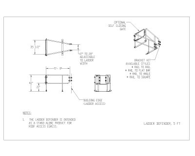 Free AutoCAD 2D Editable Drawings for 5-ft Ladder Defender Design