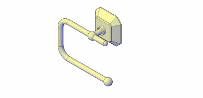 Wall mounted toilet roll holder 3D DWG block 