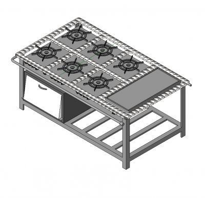 Gama industrial de forno de 6 queimadores