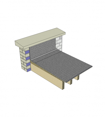 Toit plat et parapet bloc mur Sketchup