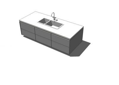 Ilha da cozinha - modelo de esboço contemporâneo