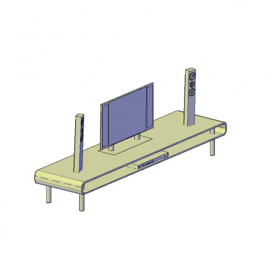 Curved TV unit 3D AutoCAD model