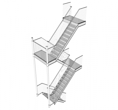 Escalier d'évacuation d'incendie Modèle Sketchup
