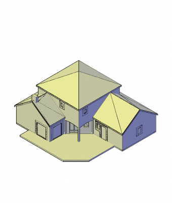 Maison individuelle de style français modèle AutoCAD 3D