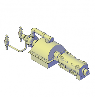 蒸気タービン発電機の3D CADブロック