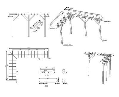 Pergola detalhes da construção dwg