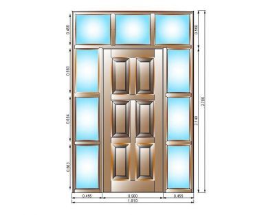Les portes d'entrée avec vitrage Surround dwg