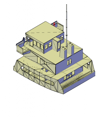 Boat hotel 3d dwg