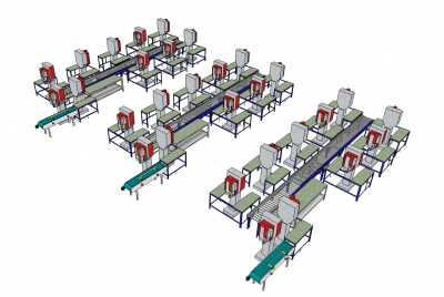 Linha de montagem do armazém Modelos Sketchup