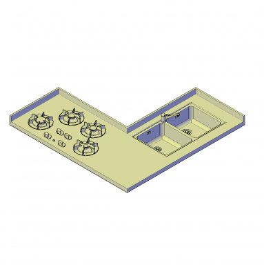 シンク＆ホブユニット3D CAD dwg