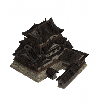 テクスチャのある日本の城3D最大モデル