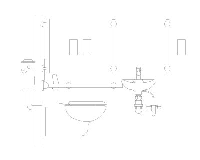 Accessible Toilet Side Elevation Architectural Drawing. CAD block in DWG format free download.