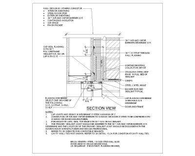 Free AutoCAD 2D Drawings of Wood Stud Wall Alum Door Head With Angle Behind-2