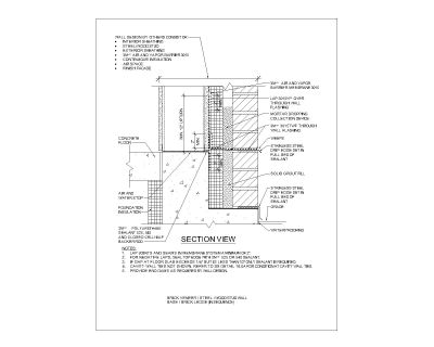 Free AutoCAD dwg for 2D Steel Or Wood Stud Wall Base Brick Ledge-1