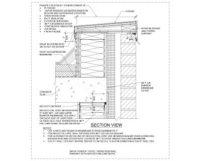 Free AutoCAD 2D Drawing for Wood Stud Wall Parapet With Deflection Joint Detail-1