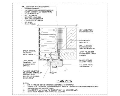 Free AutoCAD 2D Editable Drawings for Brick Veneer Wall Jamb Plan View- 2