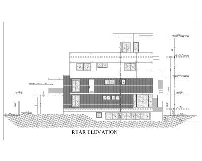 Free AutoCAD 2D editable Drawing of DUPLEX HOUSE 2_Rear Elevation