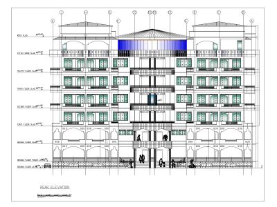 Free AutoCAD 2D editable Drawing for Multi Story 2D Elevation_ 4