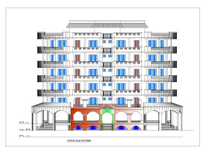 Free AutoCAD 2D editable Drawing for Multi Story 2D Elevation_ 7