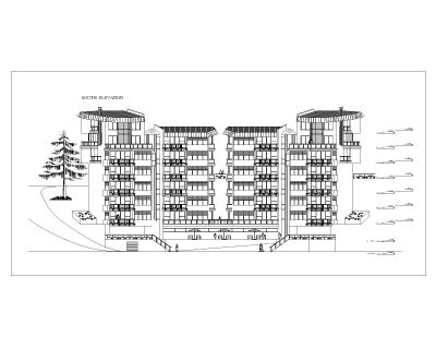 Free AutoCAD 2D Editable Drawings for Apartment Building External Views_ 2