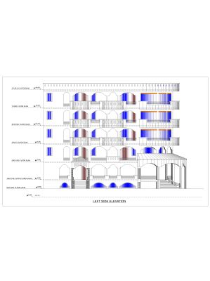 Free AutoCAD 2D editable Drawing of APARTMENT BUILDING 1_ Left Side Elevation