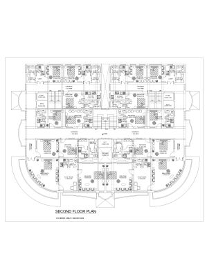 Free AutoCAD 2D editable Drawing of APPARTMENT BUILDING 1_ SECOND FLOOR PLAN