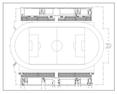Free AutoCAD scaled DWG, Soccer Feild Stadium Design plan_01