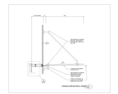 Free AutoCAD 2D Editable Drawings for Atrium Curtain Wall Canopy
