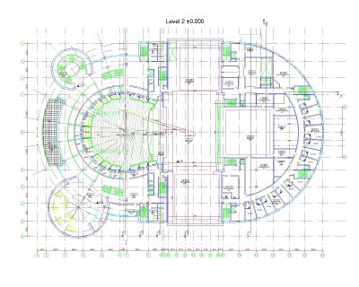 Free AutoCAD 2D Editable Drawings for AUDIOTORIUM PLAN LEVEL -2