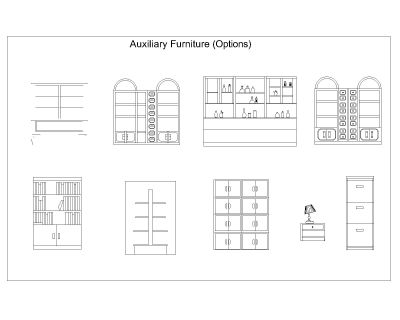 Free AutoCAD 2D Editable Drawings for Auxiliary Furniture Options 002