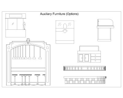 Free AutoCAD 2D Editable Drawings for Auxiliary Furniture Options-4