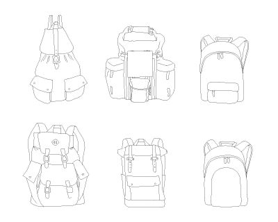 Backpacks-Model Architectural Drawing. CAD block in DWG format free download.