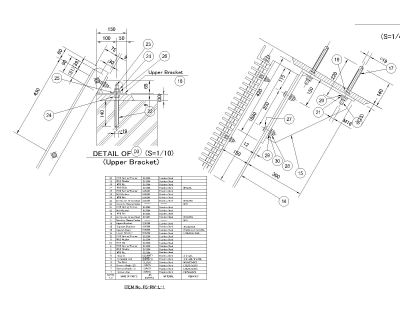 Free AutoCAD 2D Editable Drawings for Bar screen detail of Upper Bracket for wastewater treatment