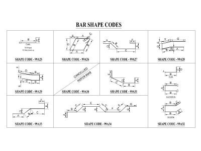 Free AutoCAD 2D Editable Drawings for Bar Shapes for Reinforcement - 6