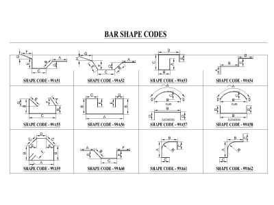 Free AutoCAD 2D Editable Drawings for Bar Shapes for Reinforcement - 7