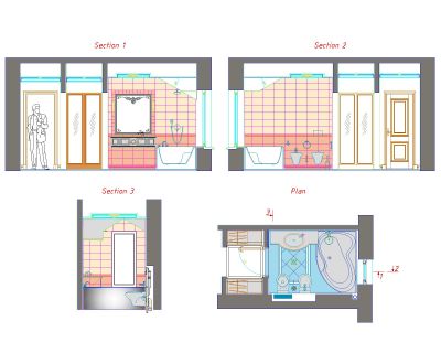 Bathroom Plan & Elevation-Model Architectural Drawing. CAD block in DWG format free download.