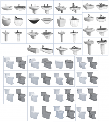 Bad Waschbecken und WC 3ds max Modelle Sammlung