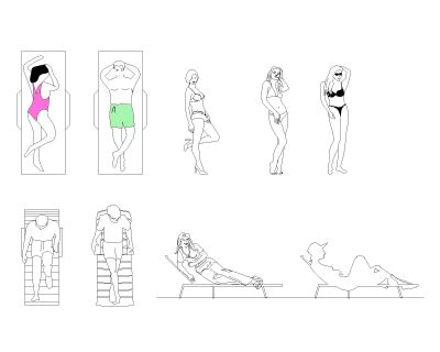 Free AutoCAD drawings for Beach Activities with views-1