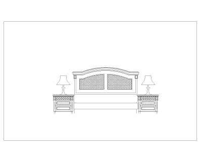 Free AutoCAD 2D Editable Drawings for Bed Set with Side Lamps for Rooms_ 15