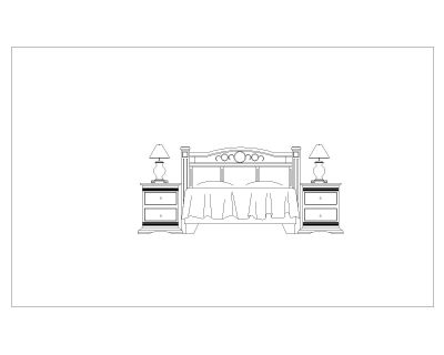 Free AutoCAD 2D Editable Drawings for Bed Set with Side Lamps for Rooms_ 3