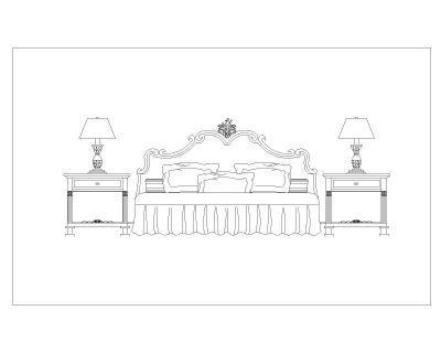 Free AutoCAD 2D Editable Drawings for Bed Set with Side Lamps for Rooms_ 7