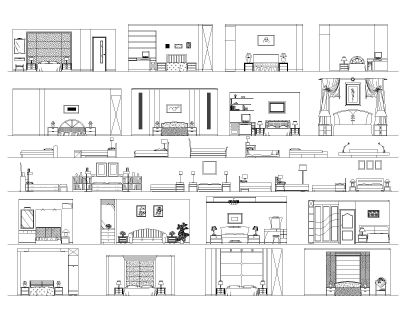 Bedroom Front View-Model Architectural Drawing. CAD block in DWG format free download.