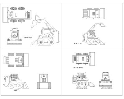 Free AutoCAD 2D Editable Drawings for Bobcat Construction Vehicles