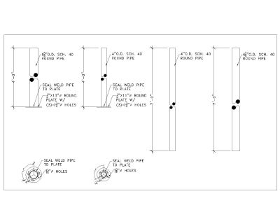 Free AutoCAD 2D Editable Drawings for Bollards for Pipe