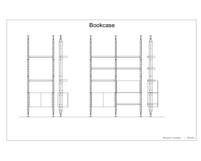 Free AutoCAD 2D Editable Drawings for Bookcase Plan, Sections & Side View - 2