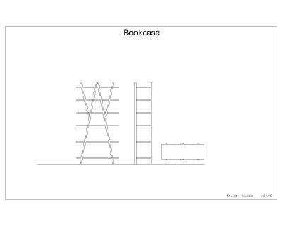 Free AutoCAD 2D Editable Drawings for Bookcase Plan, Sections & Side View - 3