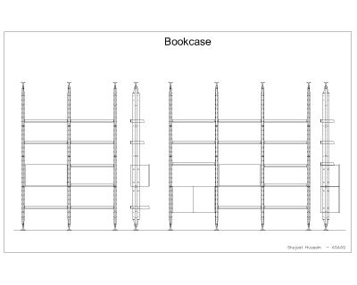 Free AutoCAD 2D Editable Drawings for Bookcase Plan, Sections & Side View - 4