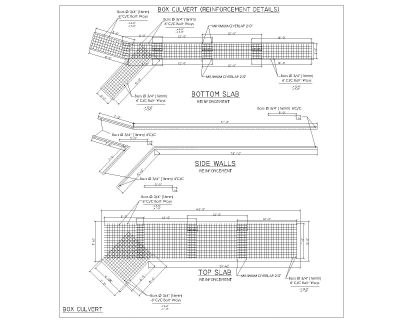 Free AutoCAD 2D Editable Drawings for Box Culvert Reinforcement Details