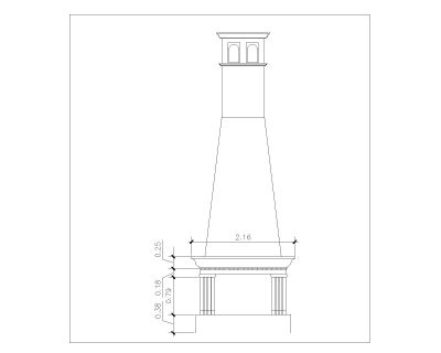Free AutoCAD 2D Drawing Brick Menufecturing Chimney Elevation- (1)