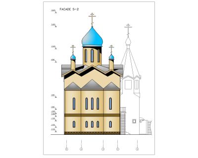 Free AutoCAD 2D Drawing for Multi Level Church Design Elevation_3